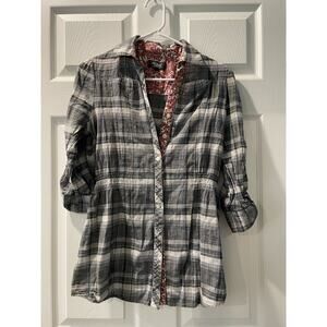 Silver Jean Co Button‎ Up Shirt Plaid Size Medium